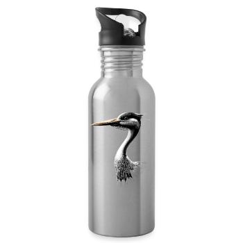 Storch Liebhaber Weißstorch Riesenstorch Störche - Trinkflasche mit integriertem Trinkhalm - Lightsilver - Rechts