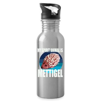 My spirit animal is Mettigel - Water bottle with straw - silver - Right