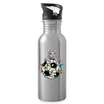 Mouse Christmas Football - Water bottle with straw - silver - Right