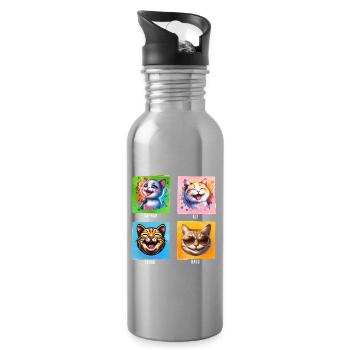 Sopran Alt Tenor Bass lustige Chor Katzen - Trinkflasche mit integriertem Trinkhalm - Lightsilver - Rechts