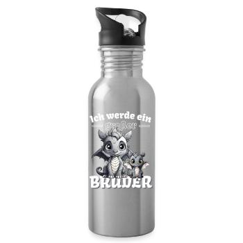 Nachwuchs Verkünden | Ich Werde Großer Bruder 2027 - Trinkflasche mit integriertem Trinkhalm - Lightsilver - Rechts