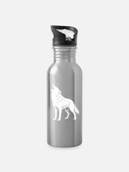 Hurlement de loup - Gourde avec paille intégrée - argent clair