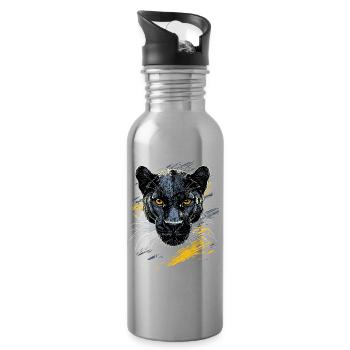 Panther Leopard Raubkatze Süße Großkatze Panter - Trinkflasche mit integriertem Trinkhalm - Lightsilver - Rechts