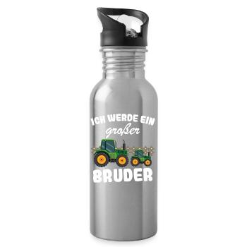 Nachwuchs Verkünden | Ich Werde Großer Bruder 2027 - Trinkflasche mit integriertem Trinkhalm - Lightsilver - Rechts
