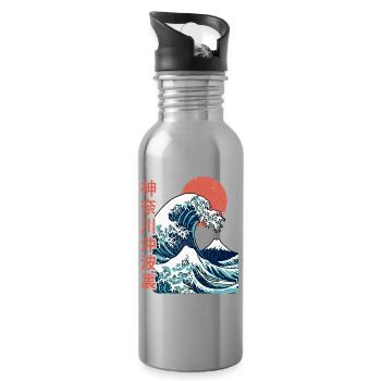 The big wave off Kanagawa - Water bottle with straw - silver - Right