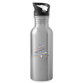 Abstract Christmas Tree Trippy Effect - Water bottle with straw - silver - Right