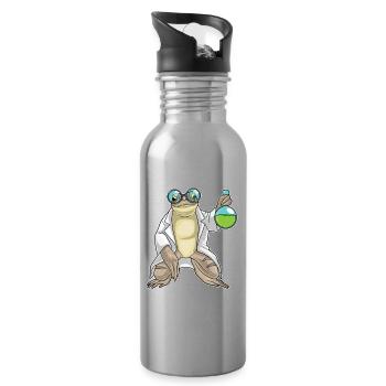 Frosch Wissenschaftler Reagenzglas Labor - Trinkflasche mit integriertem Trinkhalm - Lightsilver - Rechts