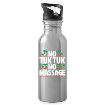 No Tuk Tuk No Massage Thailand Bali Backpacker - Water bottle with straw - silver - Right