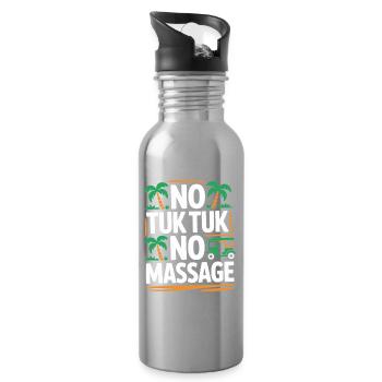 No Tuk Tuk No Massage Thailand Bali Backpacker - Water bottle with straw - silver - Right