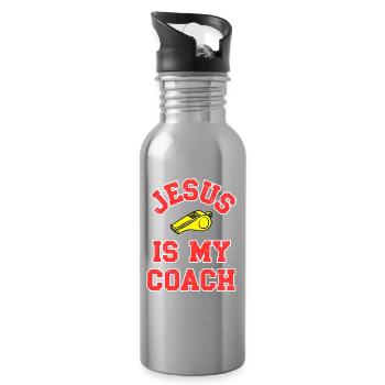 Jésus en tant que coach Conception de motivation - Gourde avec paille intégrée - argent clair - Droite