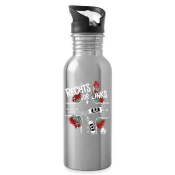 Right Before Left Against Anarchy on the Street - Water bottle with straw - silver - Right