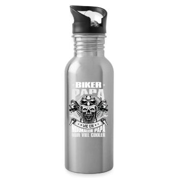 Biker Motorradfahrer Motorrad Geschenke Geburtstag - Trinkflasche mit integriertem Trinkhalm - Lightsilver - Rechts
