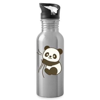 Panda Cuddly - Water bottle with straw - silver - Right
