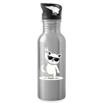 Rock'n' Miez - Trinkflasche mit integriertem Trinkhalm - Lightsilver - Rechts