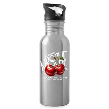 Kirsche Geschenk Pflaume Spruch Lustig Frauen - Trinkflasche mit integriertem Trinkhalm - Lightsilver - Rechts
