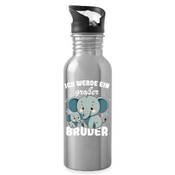 Nachwuchs Verkünden | Ich Werde Großer Bruder 2027 - Trinkflasche mit integriertem Trinkhalm - Lightsilver - Rechts