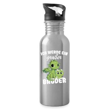 Nachwuchs Verkünden | Ich Werde Großer Bruder 2027 - Trinkflasche mit integriertem Trinkhalm - Lightsilver - Rechts