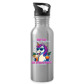 Bin Da - Es Eskaliert eh wieder Einhorn Cocktail - Trinkflasche mit integriertem Trinkhalm - Lightsilver - Rechts