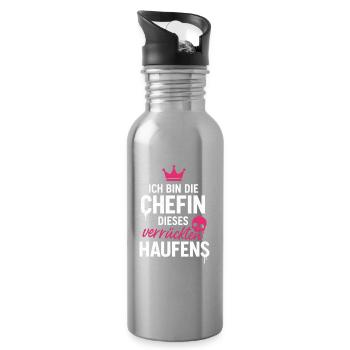 Ich Bin Die Chefin dieses Verrückten Haufens - Trinkflasche mit integriertem Trinkhalm - Lightsilver - Rechts