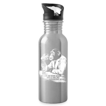 Humorvoller Affe mit Trinkglas - Trinkflasche mit integriertem Trinkhalm - Lightsilver - Rechts