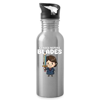 NOTEN VOR KLINGEN - LEHRER-GESCHENK - Trinkflasche mit integriertem Trinkhalm - Lightsilver - Rechts