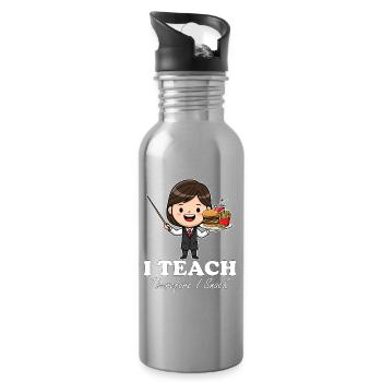 J’ENSEIGNE, DONC JE GRIGNOTE - CADEAU POUR L’ENSEIGNANT - Gourde avec paille intégrée - argent clair - Droite