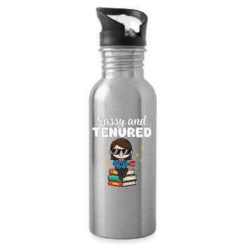 FRECH UND FEST ANGESTELLT - LEHRER GESCHENK - Trinkflasche mit integriertem Trinkhalm - Lightsilver - Rechts