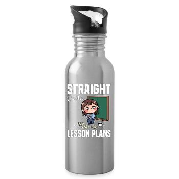 STRAIGHT OUTTA UNTERRICHTSPLÄNE - LEHRER-GESCHENK - Trinkflasche mit integriertem Trinkhalm - Lightsilver - Rechts