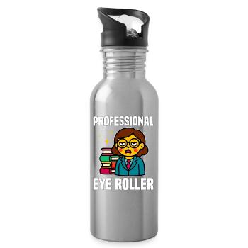 ROULEAU D’YEUX PROFESSIONNEL - CADEAU ENSEIGNANT - Gourde avec paille intégrée - argent clair - Droite