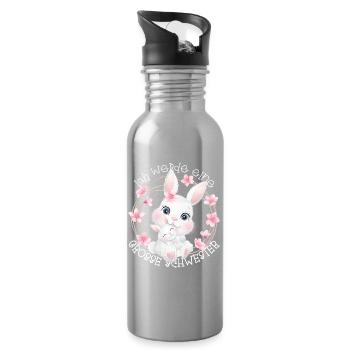 Nachwuchs Verkünden Ich Werde Große Schwester 2027 - Trinkflasche mit integriertem Trinkhalm - Lightsilver - Rechts