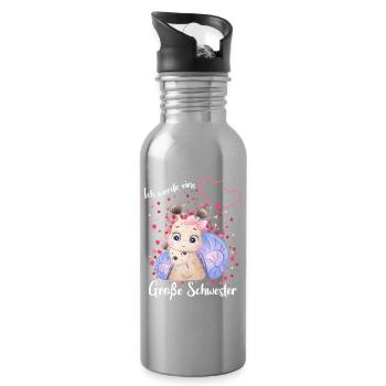Announcing offspring I'm going to be a big sister in 2027 - Water bottle with straw - silver - Right