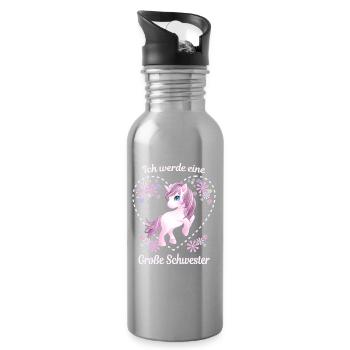 Nachwuchs Verkünden Ich Werde Große Schwester 2027 - Trinkflasche mit integriertem Trinkhalm - Lightsilver - Rechts