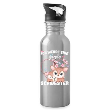 Nachwuchs Verkünden Ich Werde Große Schwester 2027 - Trinkflasche mit integriertem Trinkhalm - Lightsilver - Rechts