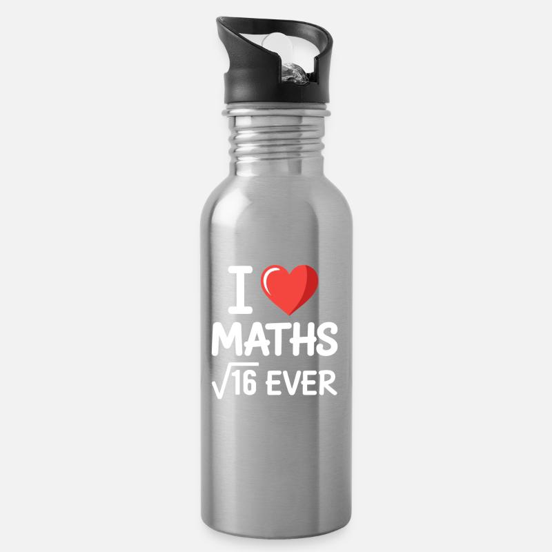 Mathe I Love Maths Mathematik Nerd Mathe Lehrer - Trinkflasche mit integriertem Trinkhalm - Lightsilver