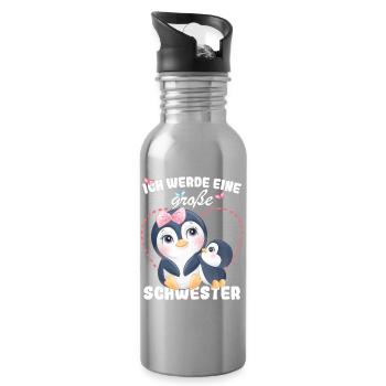 Nachwuchs Verkünden Ich Werde Große Schwester 2027 - Trinkflasche mit integriertem Trinkhalm - Lightsilver - Rechts
