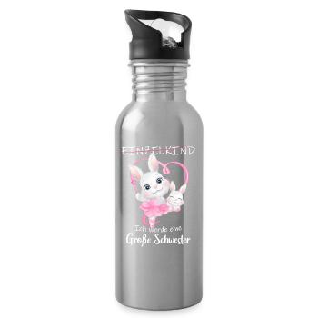 Nachwuchs Verkünden Ich Werde Große Schwester 2027 - Trinkflasche mit integriertem Trinkhalm - Lightsilver - Rechts