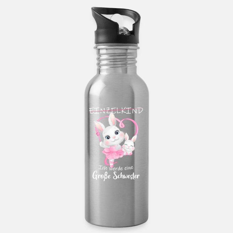 Nachwuchs Verkünden Ich Werde Große Schwester 2027 - Trinkflasche mit integriertem Trinkhalm - Lightsilver
