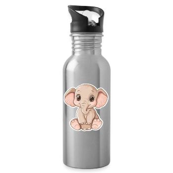 Elefant - Trinkflasche mit integriertem Trinkhalm - Lightsilver - Rechts