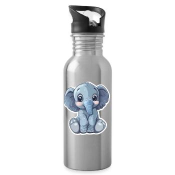 Elefant - Trinkflasche mit integriertem Trinkhalm - Lightsilver - Rechts