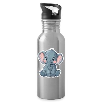Elefant - Trinkflasche mit integriertem Trinkhalm - Lightsilver - Rechts