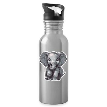 Elefant - Trinkflasche mit integriertem Trinkhalm - Lightsilver - Rechts