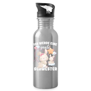 Nachwuchs Verkünden Ich Werde Große Schwester 2027 - Trinkflasche mit integriertem Trinkhalm - Lightsilver - Rechts