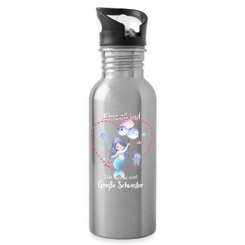 Nachwuchs Verkünden Ich Werde Große Schwester 2027 - Trinkflasche mit integriertem Trinkhalm - Lightsilver - Rechts