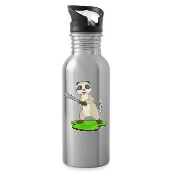 Erdmännchen Baseball Baseballschläger - Trinkflasche mit integriertem Trinkhalm - Lightsilver - Rechts