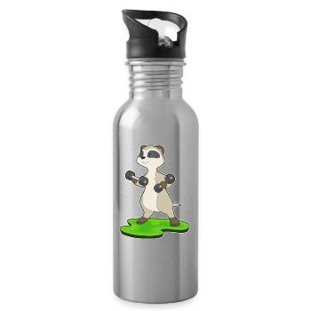 Meerkat Bodybuilder Haltères Musculation - Gourde avec paille intégrée - argent clair - Droite