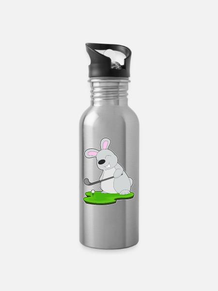 Hase Golf Golfschläger - Trinkflasche mit integriertem Trinkhalm - Lightsilver