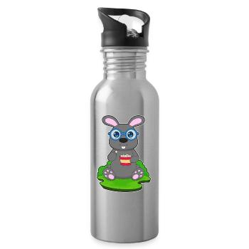 Bunny Popcorn - Water bottle with straw - silver - Right