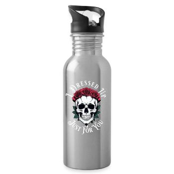 romantisch düster Totenkopf - Trinkflasche mit integriertem Trinkhalm - Lightsilver - Rechts