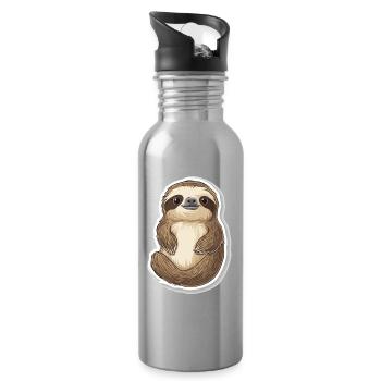 Faultier - Trinkflasche mit integriertem Trinkhalm - Lightsilver - Rechts