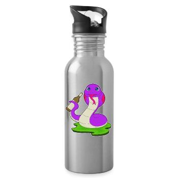 Schlange Flasche Bier - Trinkflasche mit integriertem Trinkhalm - Lightsilver - Rechts